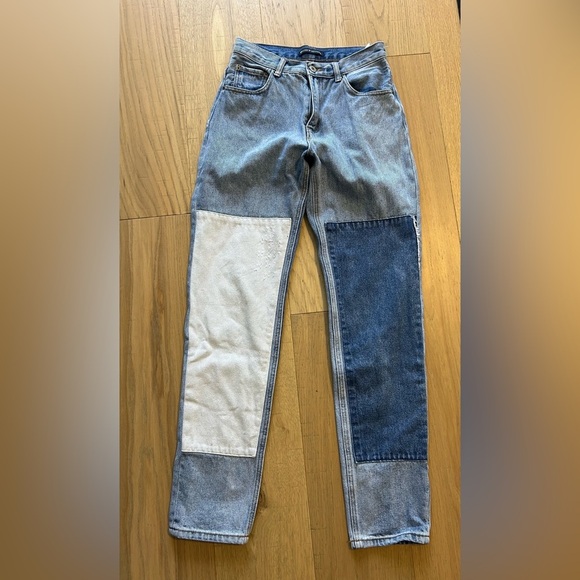 Brandy Melville Denim - Brandy Melville Patchwork Straight Leg Jeans